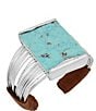 Color:Silver/Turquoise - Image 1 - Turquoise & Suede Multi-Row Cuff Bracelet