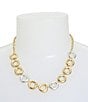 Color:Two Tone - Image 3 - Two-Tone Open Circle Bib Collar Necklace