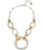 Color:Two Tone - Image 1 - Wire-Wrapped Hammered Circle Frontal Statement Necklace