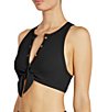 ROBIN PICCONE Amy Ribbed Tie-Front Racer Bra Back Swim Top - Image 3
