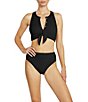 ROBIN PICCONE Amy Ribbed Tie-Front Racer Bra Back Swim Top - Image 4