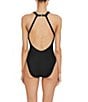 ROBIN PICCONE Amy Solid High V-Neck Open Back One Piece Swimsuit, Color:Licorice - Image 2