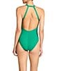 ROBIN PICCONE Amy Solid High V-Neck Open Back One Piece Swimsuit - Image 2