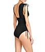 ROBIN PICCONE Aubrey Solid Flattering Plunge V-Neck Tummy Control One Piece Swimsuit, Color:Black - Image 2