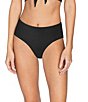 ROBIN PICCONE Ava Solid High Waist Swim Bottom, Color:Black - Image 1