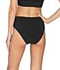 ROBIN PICCONE Ava Solid High Waist Swim Bottom, Color:Black - Image 2