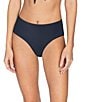 ROBIN PICCONE Ava Solid High Waist Swim Bottom, Color:Navy - Image 1