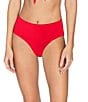 ROBIN PICCONE Ava Solid High Waist Swim Bottom, Color:Fiery Red - Image 1