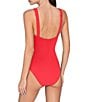 ROBIN PICCONE Ava Solid Matte Jersey V-Neck Keyhole Underwire Plunge One Piece Swimsuit, Color:Fiery Red - Image 2