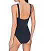 ROBIN PICCONE Ava Solid Matte Jersey V-Neck Keyhole Underwire Plunge One Piece Swimsuit, Color:Navy - Image 2