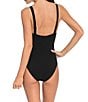 ROBIN PICCONE Ava Solid Matte Jersey V-Neck Keyhole Underwire Plunge One Piece Swimsuit, Color:Black - Image 2