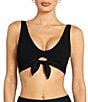 ROBIN PICCONE Ava Solid Tie Front Bralette Swim Top - Image 1