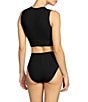 ROBIN PICCONE Ava Solid Tie-Front Swim Tank Top & High Waist Swim Bottom - Image 2