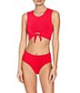 ROBIN PICCONE Ava Solid Underwire Tie Front Swim Top & High Waist Swim Bottoms - Image 1