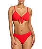 ROBIN PICCONE Ava Solid Underwire Tie Front Swim Top & High Waist Swim Bottoms - Image 1