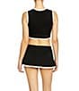 ROBIN PICCONE Tierna Solid Crew Neck Tie Front Crop Swim Top & Skirted Swim Bottom - Image 2