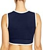 ROBIN PICCONE Tierna Solid Crew Neck Tie Front Crop Swim Top - Image 2