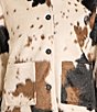 Rock & Roll Denim Faux Cowhide Print Point Collar Long Sleeve Statement Coordinating Jacket - Image 3