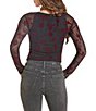 Rock & Roll Denim Flocked Print Long Sleeve Top - Image 2