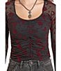 Rock & Roll Denim Flocked Print Long Sleeve Top - Image 3