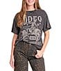 Rock & Roll Denim Front Rodeo Graphic Crew Neck Short Sleeve Tee Shirt - Image 1