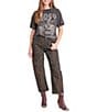 Rock & Roll Denim Front Rodeo Graphic Crew Neck Short Sleeve Tee Shirt - Image 3