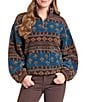Rock & Roll Denim Multi Print Sherpa Band Collar Long Sleeve Jacket - Image 1