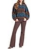 Rock & Roll Denim Multi Print Sherpa Band Collar Long Sleeve Jacket - Image 3