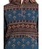 Rock & Roll Denim Multi Print Sherpa Band Collar Long Sleeve Jacket - Image 4