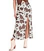 Rock & Roll Denim Satin Cowhide Print High Waist Midi Skirt - Image 1