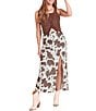 Rock & Roll Denim Satin Cowhide Print High Waist Midi Skirt - Image 3
