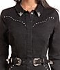 Rock & Roll Denim Studded Long Sleeve Romper - Image 3
