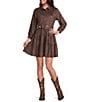 Rock & Roll Denim Suede Collar Neck Long Sleeve Dress - Image 1