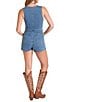 Rock & Roll Denim V-Neck Sleeveless Vest Romper - Image 2