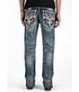 Rock Revival Braylon 32#double; Straight Leg Oversized-Fleur-De-Lis-Embroidered-Pocket Jeans - Image 1