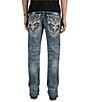 Rock Revival Braylon 32#double; Straight Leg Oversized-Fleur-De-Lis-Embroidered-Pocket Jeans - Image 1