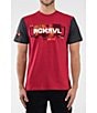 Color:Red/Grey - Image 1 - Foiled Animal-Printed Double #double;R#double; Logo Short-Sleeve Color Block T-Shirt