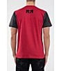 Color:Red/Grey - Image 2 - Foiled Animal-Printed Double #double;R#double; Logo Short-Sleeve Color Block T-Shirt
