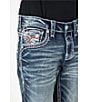 Color:Dark Blue - Image 4 - Grady Straight Leg Eagle Head Denim Jeans