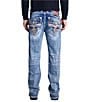Rock Revival Karter 32#double; Straight Leg Fleur-De-Lis-Embroidered Pocketed Jeans - Image 1