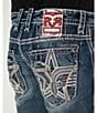 Color:Blue - Image 4 - Kaycee Straight-Leg Star Stitched Pocket Demin Jeans