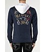 Color:White/Navy - Image 1 - Long Sleeve Hooded T-Shirt