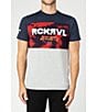 Color:Navy/Red Heather - Image 1 - Mixed-Media Color Block/Tie-Dye Americana Short-Sleeve T-Shirt