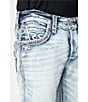 Color:Light Blue - Image 5 - Neilly Straight Leg Contrast Stitched Jeans