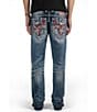 Rock Revival Reggie 32#double; Straight-Leg Fleur-De-Lis-Embroidered-Pocket Jeans, Color:Blue - Image 1