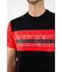Color:Red Black - Image 3 - Short-Sleeve Colorblock Banner Print T-Shirt