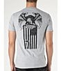 Color:Medium Grey - Image 1 - Short Sleeve Eagle & American Flag Graphic T-Shirt
