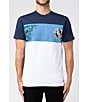 Color:Blue/White - Image 1 - Short Sleeve Pieced Yoke Color Block T-Shirt