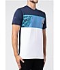 Color:Blue/White - Image 3 - Short Sleeve Pieced Yoke Color Block T-Shirt