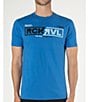 Color:Medium Blue - Image 1 - Short Sleeve #double;RCKRVL#double; Chest Banner Graphic T-Shirt